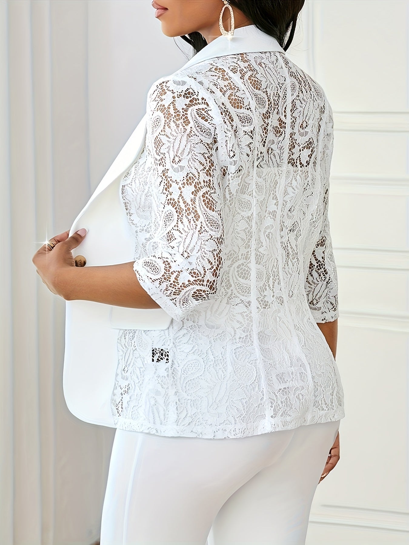Jasminique Blazer – Contrast Kant en Open Voorkant & Driekwart Mouwen