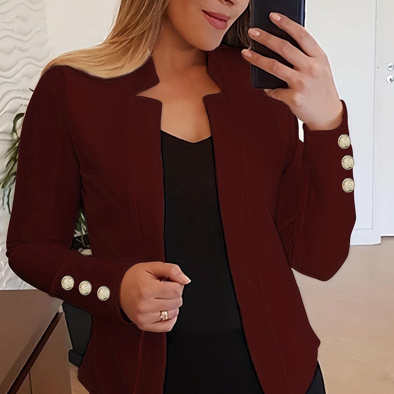 Jasminique Blazer – Open Voorkant & Lange Mouwen met Knoopsluiting