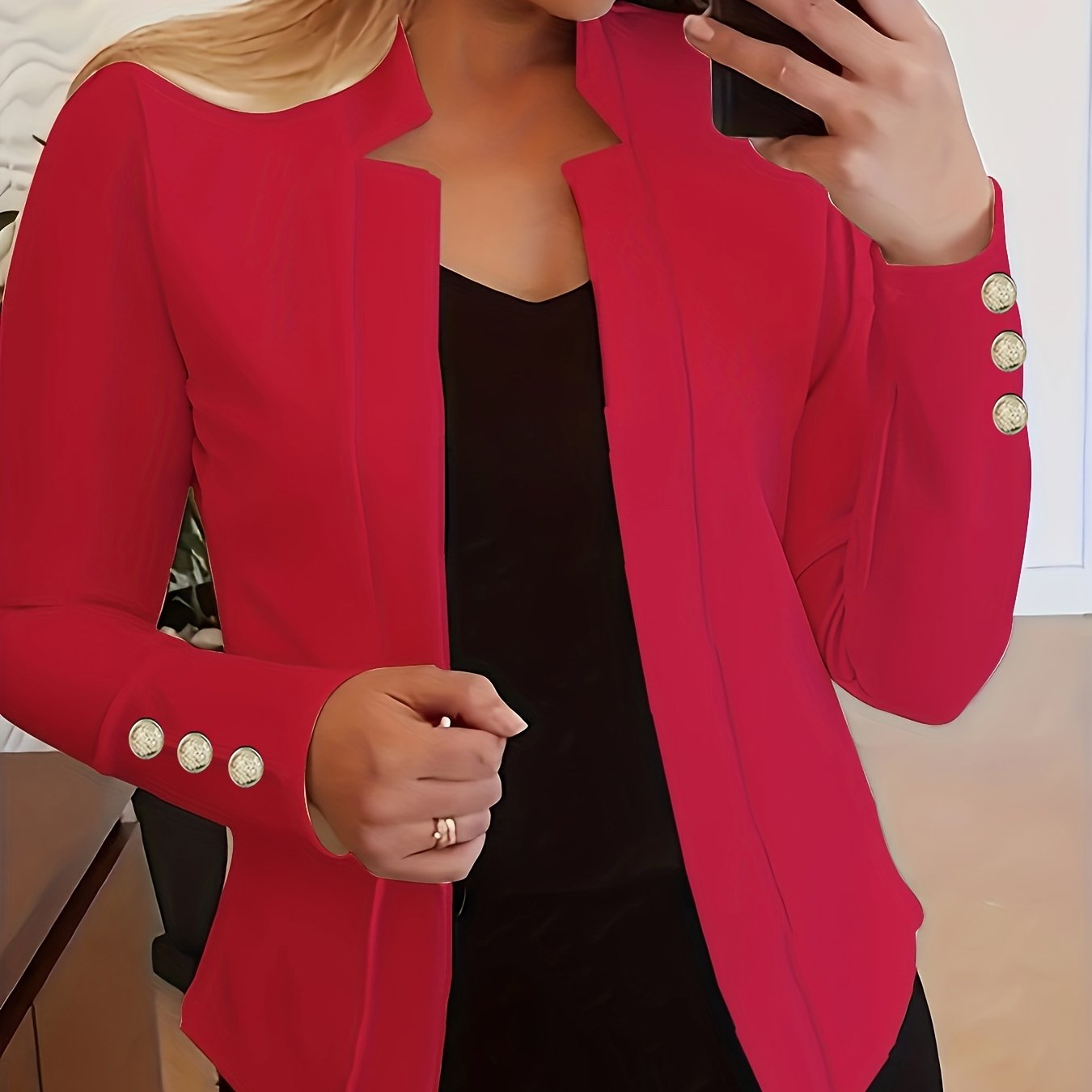 Jasminique Blazer – Open Voorkant & Lange Mouwen met Knoopsluiting