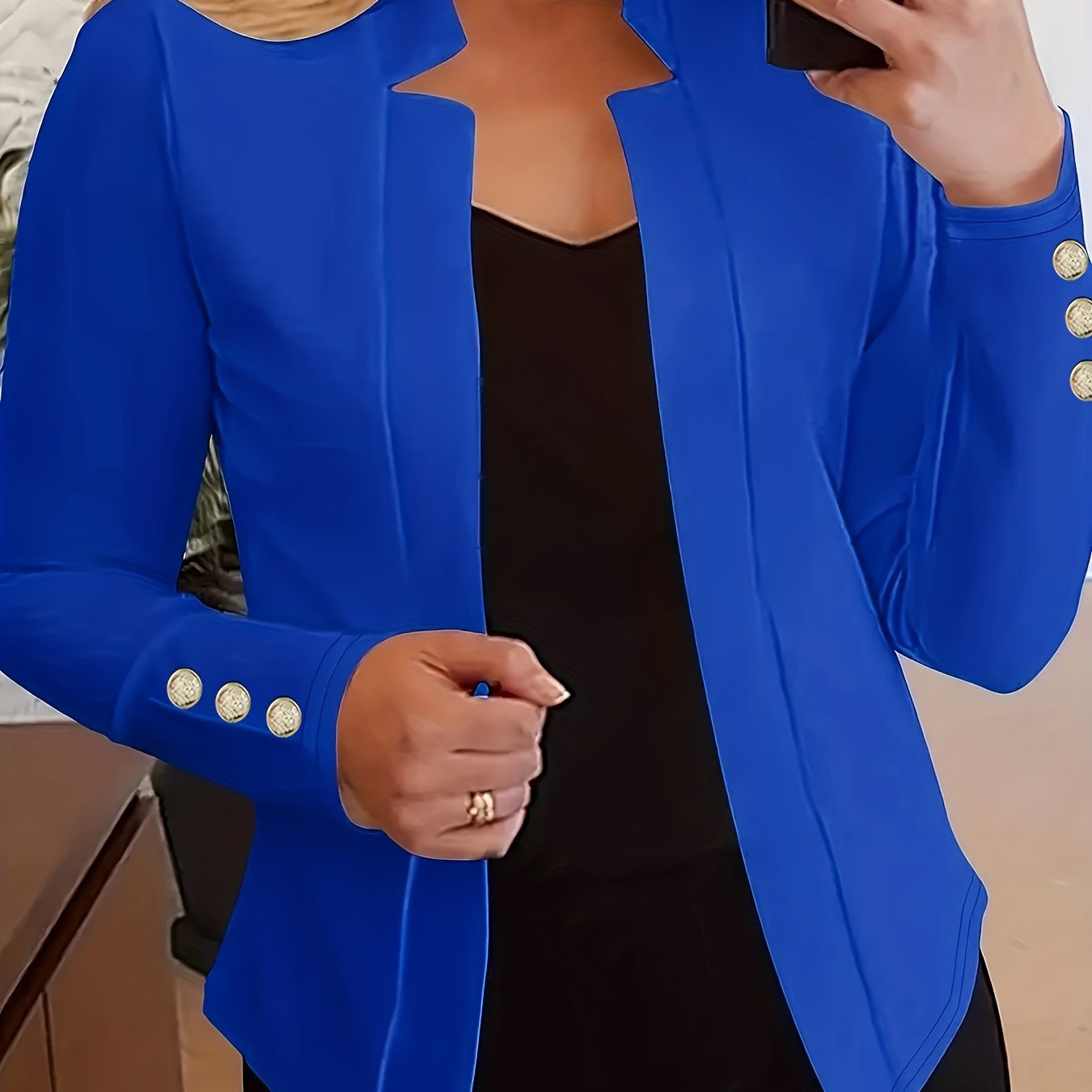 Jasminique Blazer – Open Voorkant & Lange Mouwen met Knoopsluiting