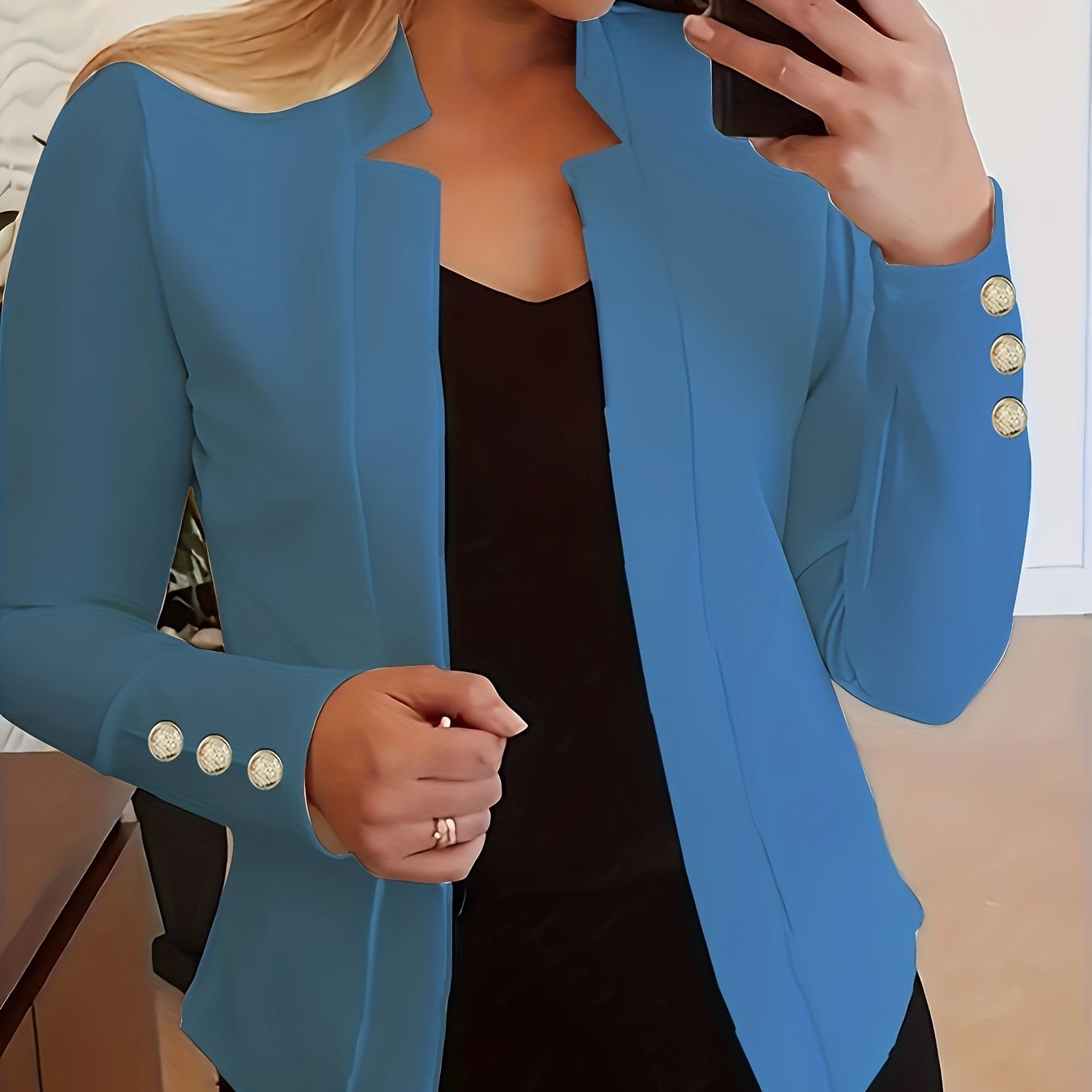 Jasminique Blazer – Open Voorkant & Lange Mouwen met Knoopsluiting