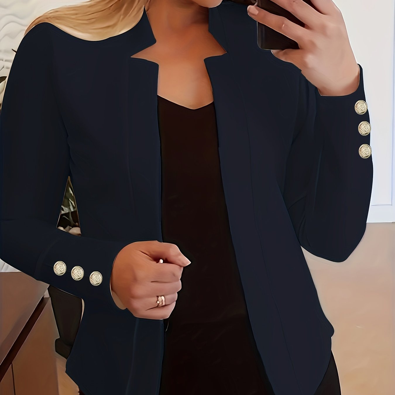 Jasminique Blazer – Open Voorkant & Lange Mouwen met Knoopsluiting