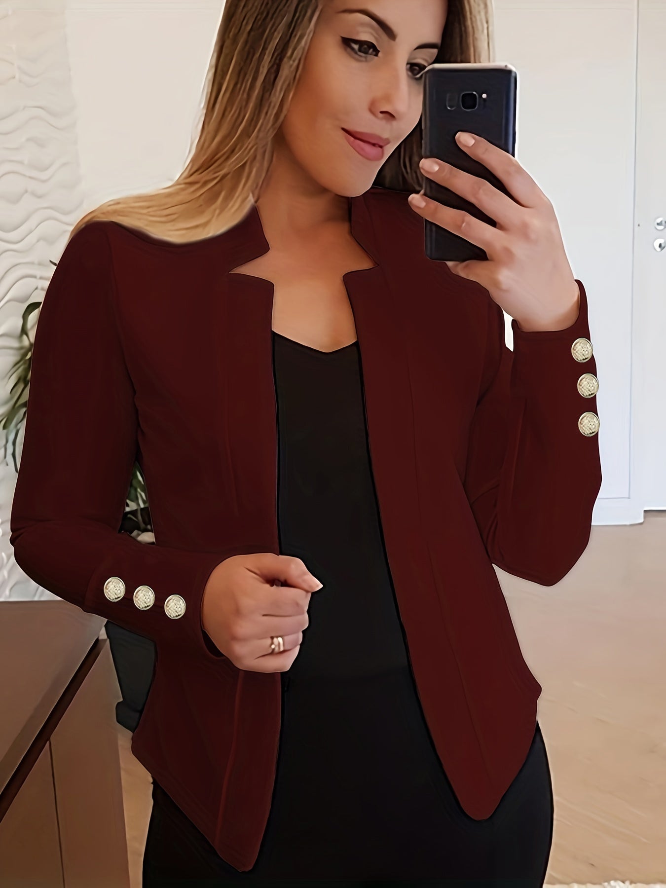 Jasminique Blazer – Open Voorkant & Lange Mouwen met Knoopsluiting
