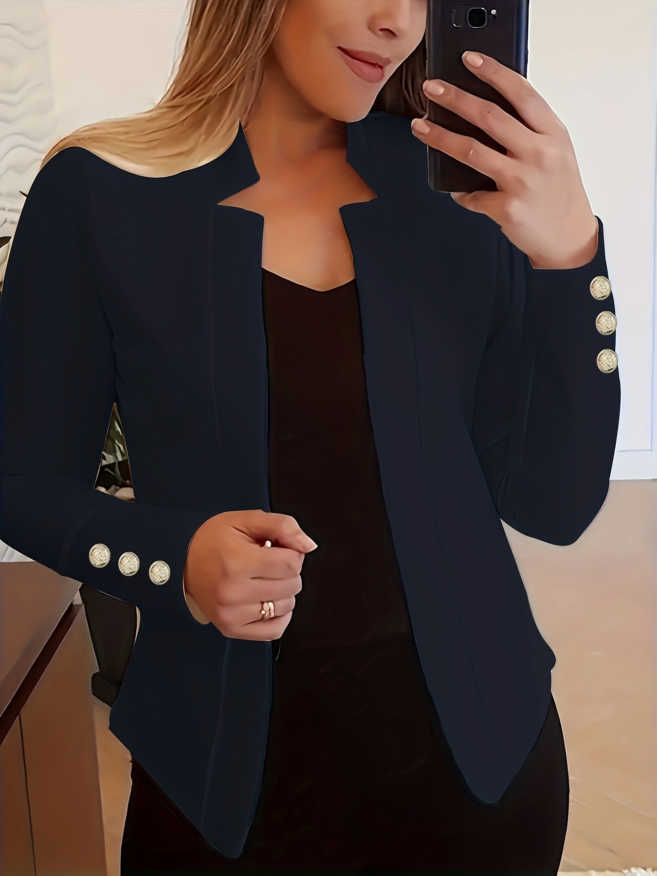 Jasminique Blazer – Open Voorkant & Lange Mouwen met Knoopsluiting