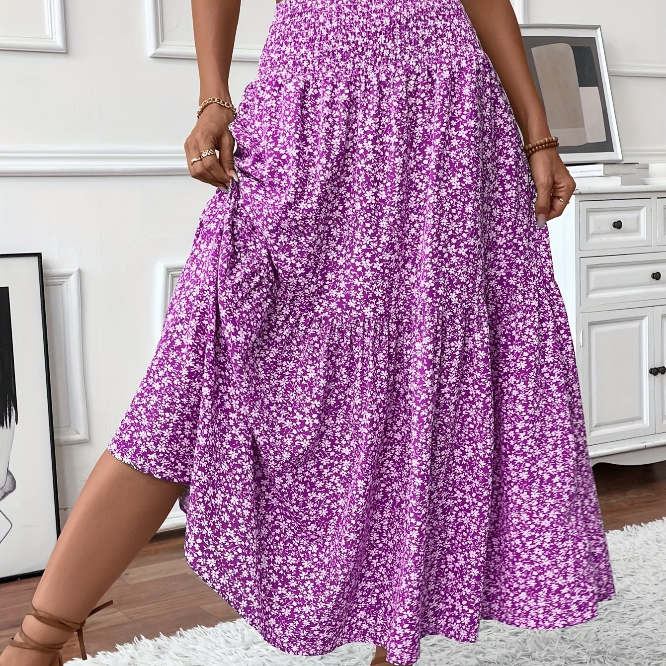 Jasminique Casual Rok – Elastische Taille & Uitlopende Zoom met Bloemenprint