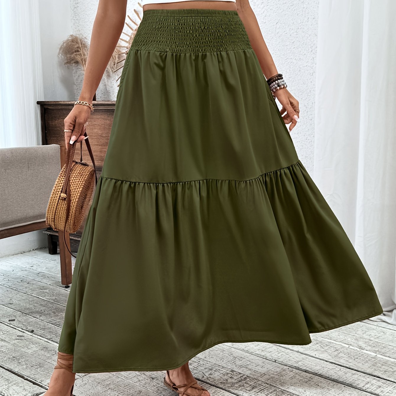 Jasminique Casual Rok – Elastische Taille & Uitlopende Zoom met Bloemenprint