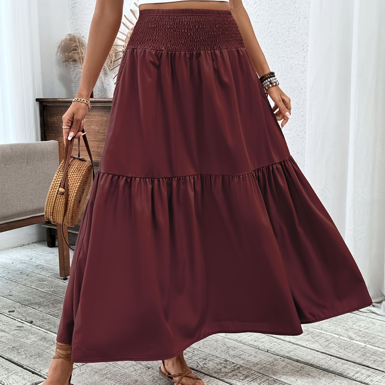 Jasminique Casual Rok – Elastische Taille & Uitlopende Zoom met Bloemenprint