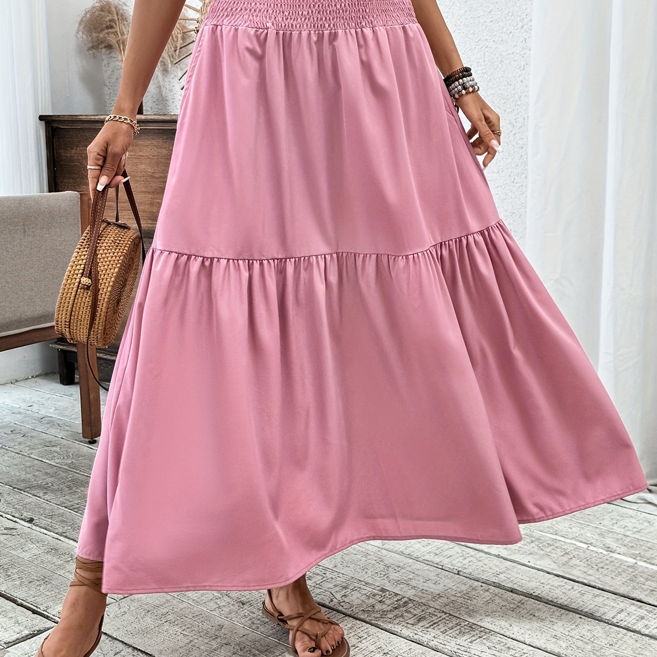 Jasminique Casual Rok – Elastische Taille & Uitlopende Zoom met Bloemenprint