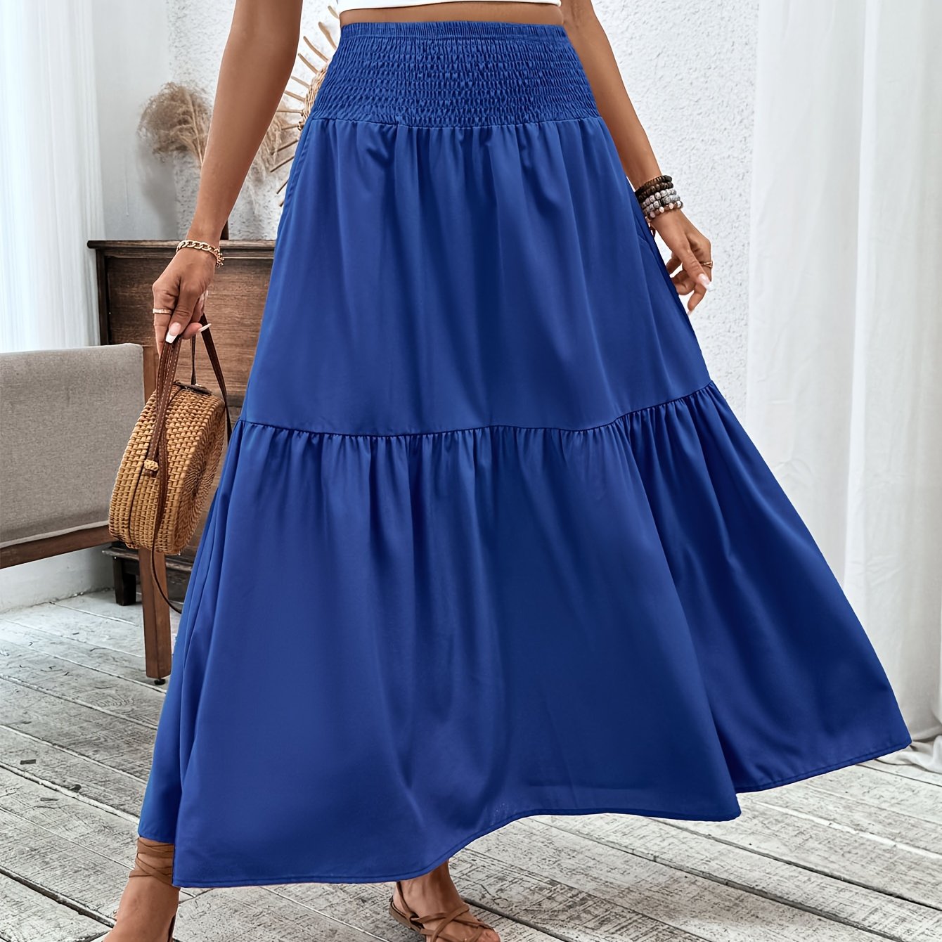 Jasminique Casual Rok – Elastische Taille & Uitlopende Zoom met Bloemenprint