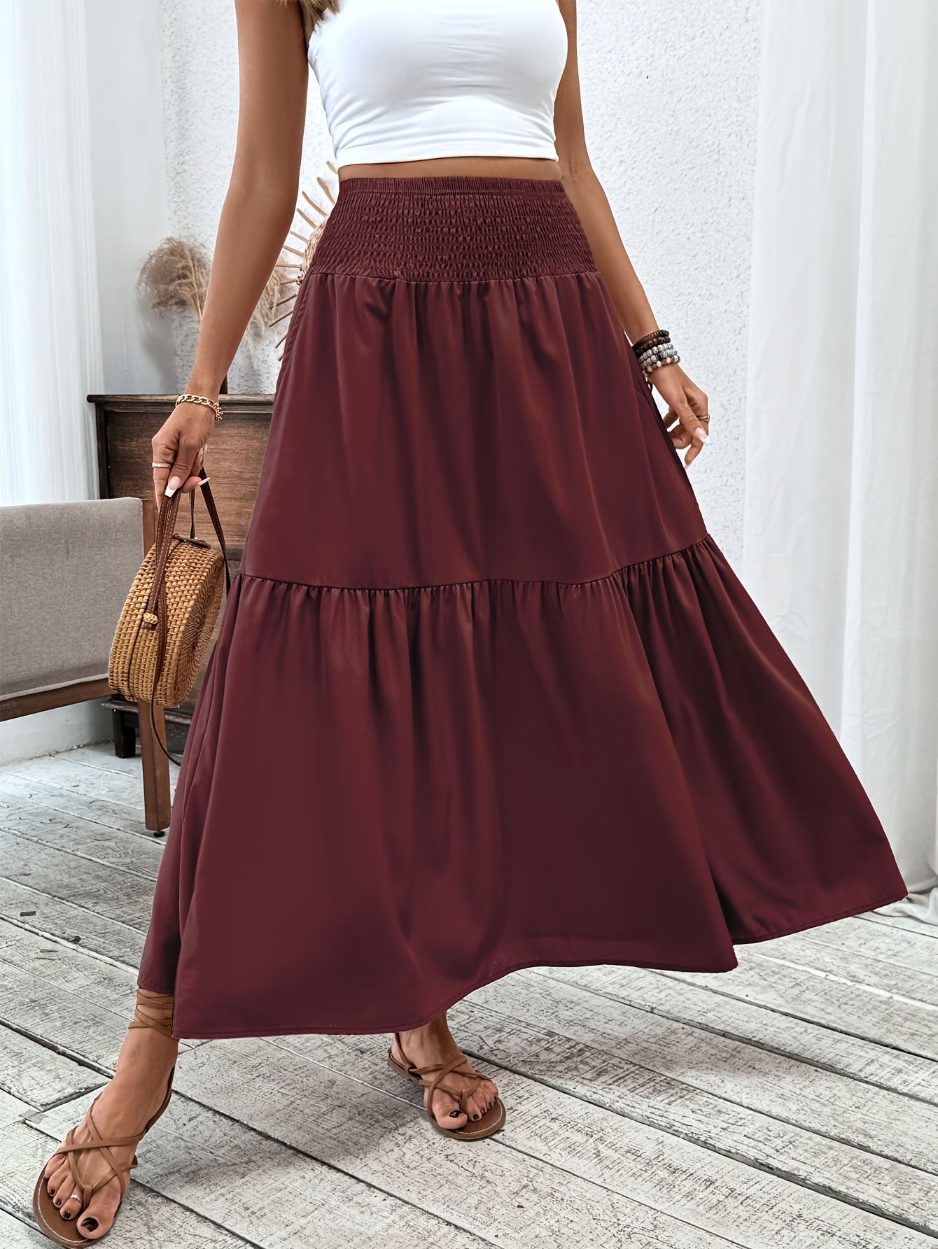 Jasminique Casual Rok – Elastische Taille & Uitlopende Zoom met Bloemenprint
